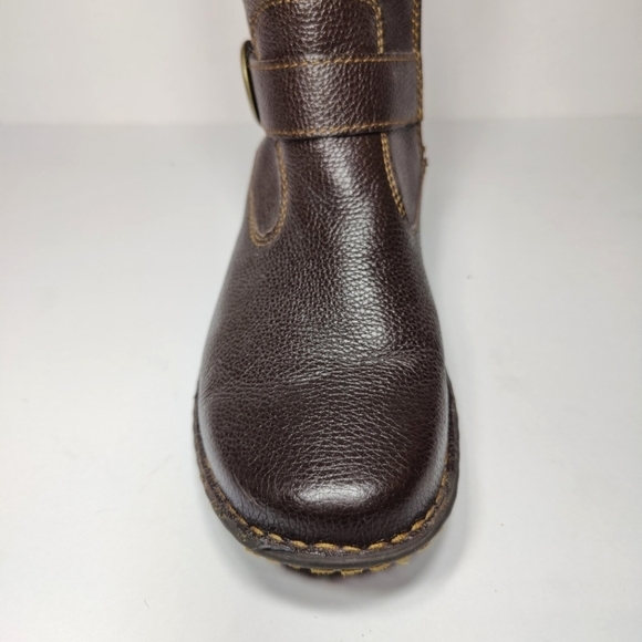 BOC Dark Brown Flat Heeled Inner Zipper Leather Boots Womens Shoe Size 7M - Picture 4 of 11